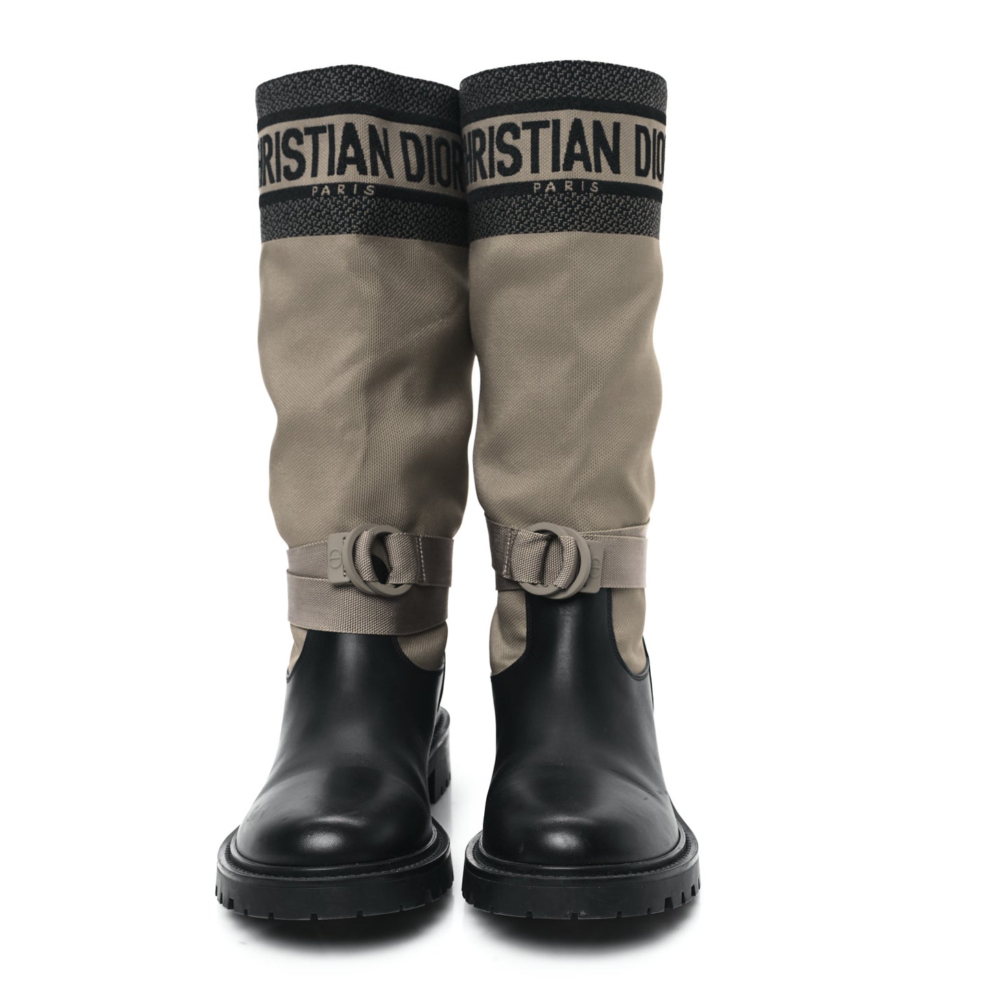 Technical Fabric Calfskin D-Major Boots 40 Taupe Black