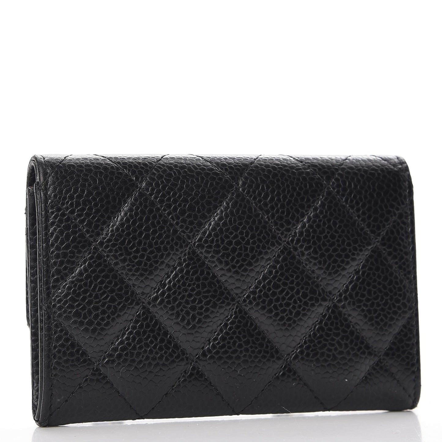 Caviar Quilted Flap Card Holder Black
