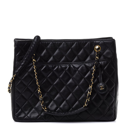 Chanel Lambskin Quilted Shopping Tote Black 1 of 4