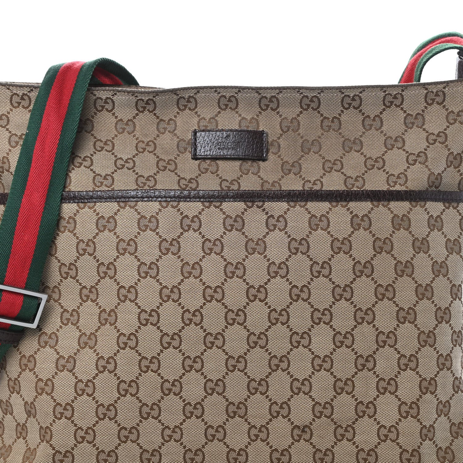 Gucci Monogram Web Medium Flat Messenger Bag Brown 8 of 14