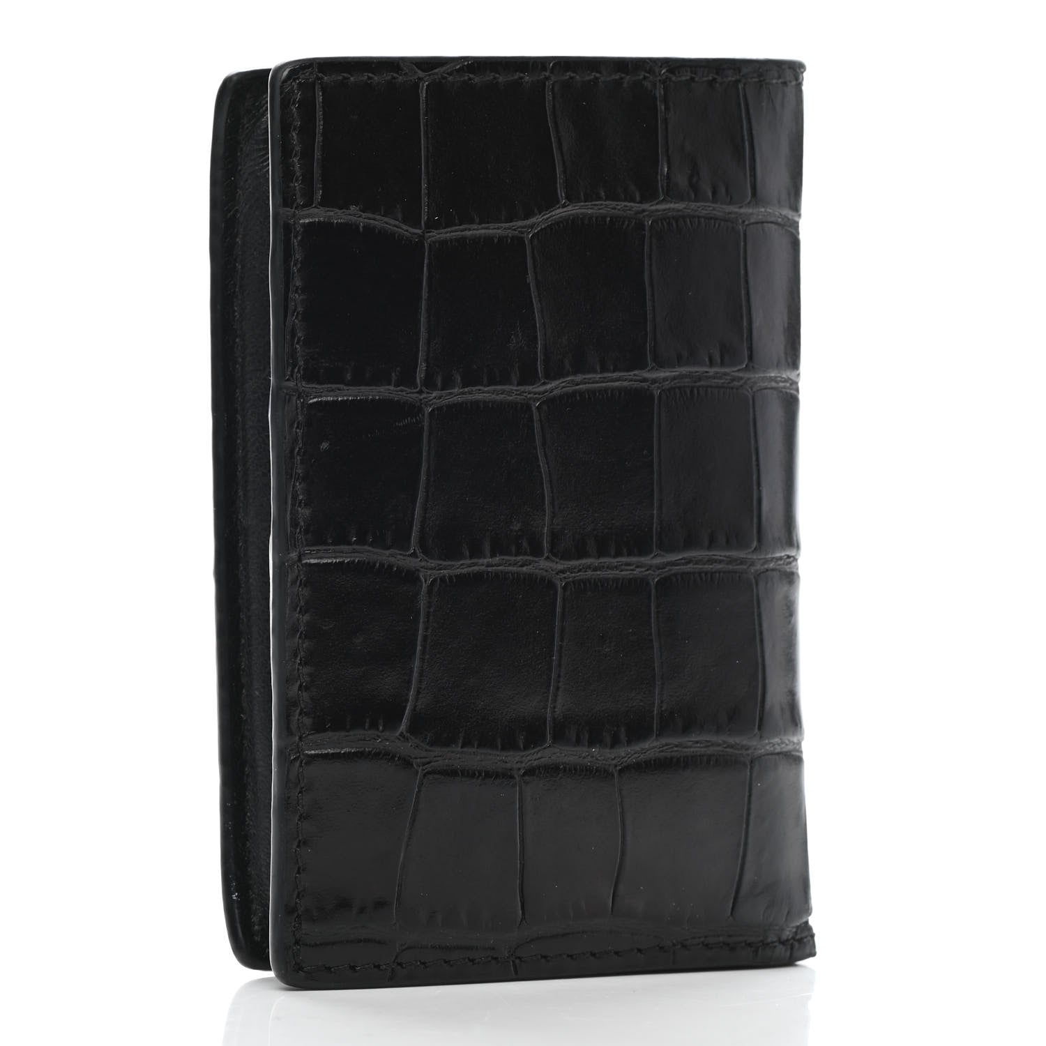 Alexander McQueen Calfskin Croc Embossed Skull Pocket Organizer Black 3 of 8
