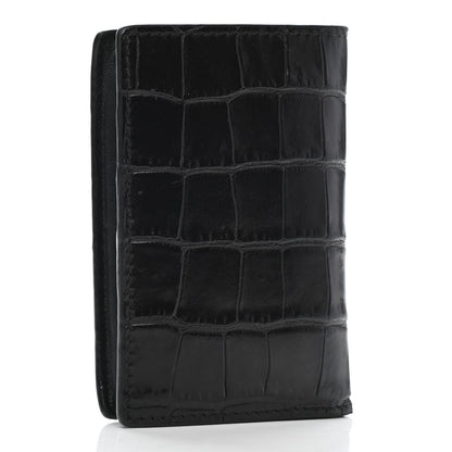 Alexander McQueen Calfskin Croc Embossed Skull Pocket Organizer Black 3 of 8