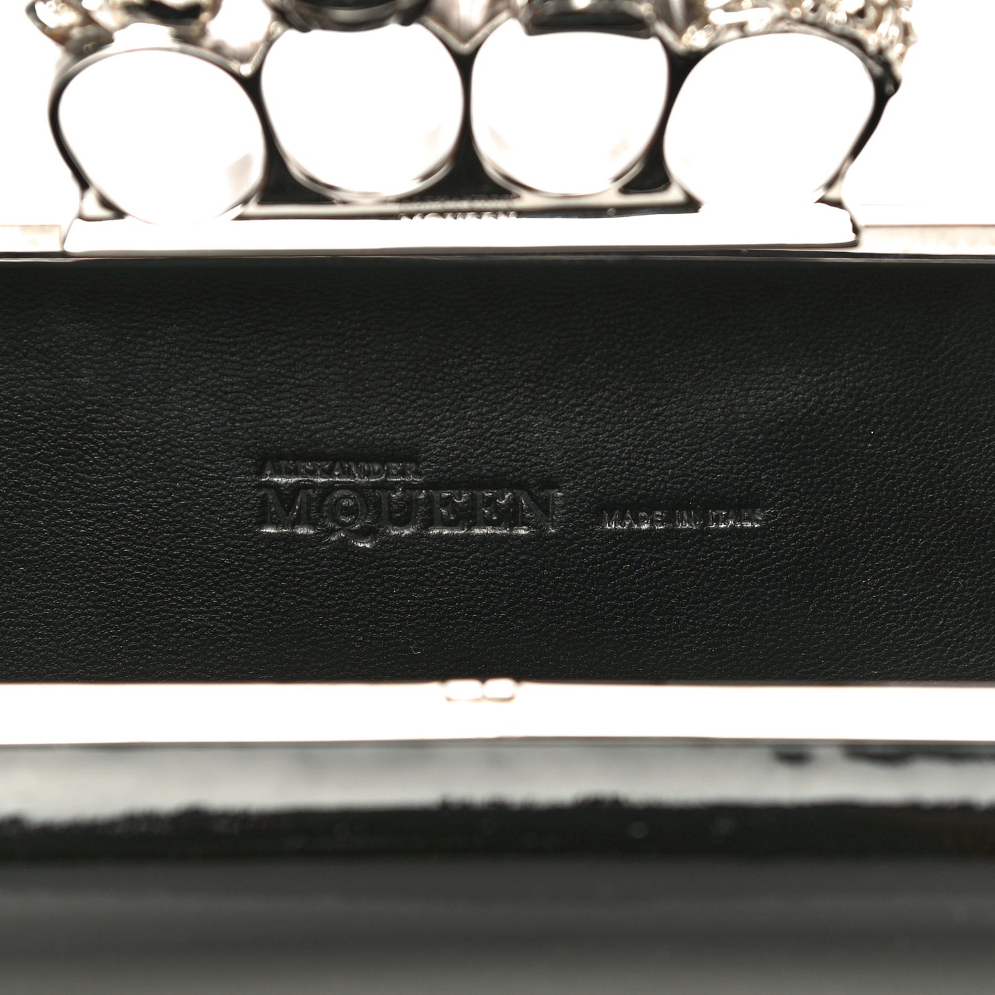 Patent Skull Knuckle Duster Box Clutch Black