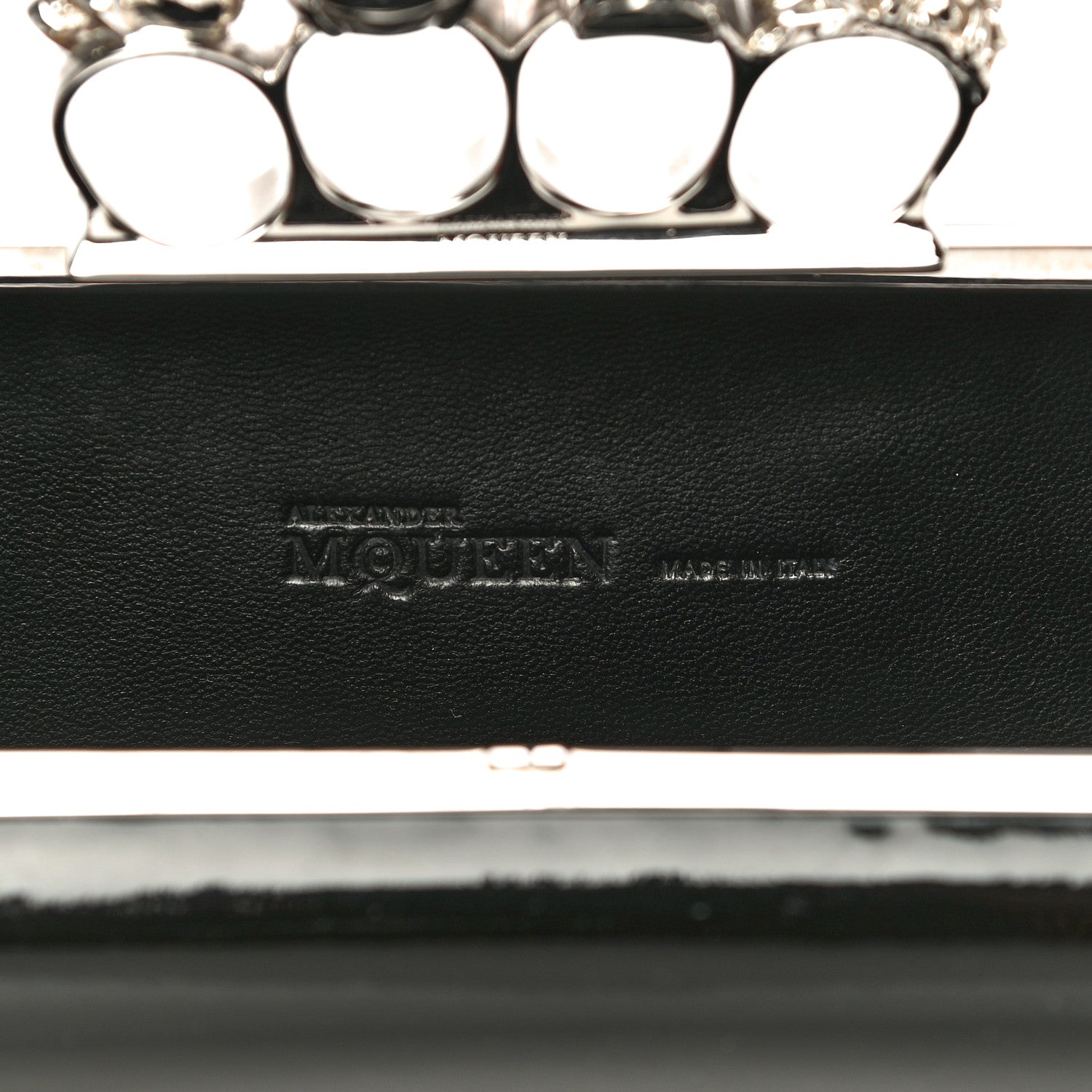 Alexander McQueen Patent Skull Knuckle Duster Box Clutch Black 6 of 11