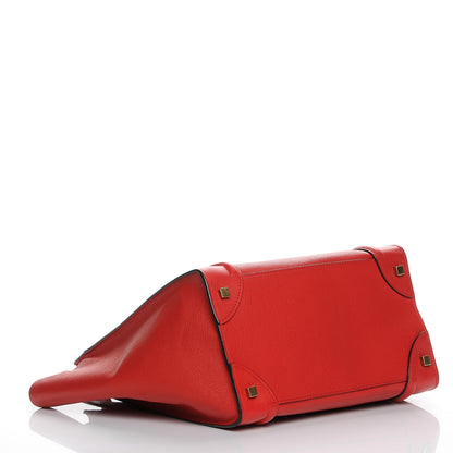 Celine Drummed Calfskin Mini Luggage Coquelicot 4 of 7