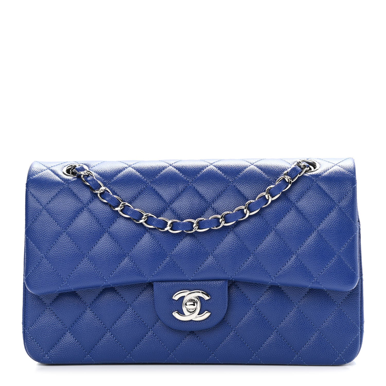 Chanel Caviar Quilted Medium Double Flap Blue 1 of 9