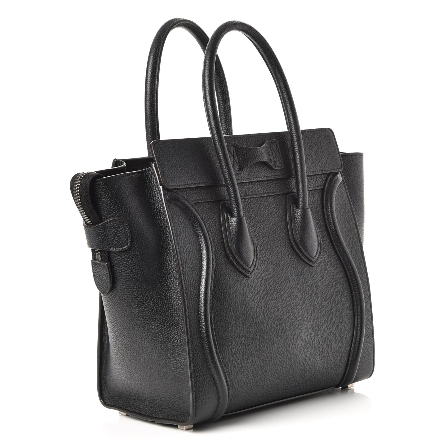 Drummed Calfskin Micro Luggage Black
