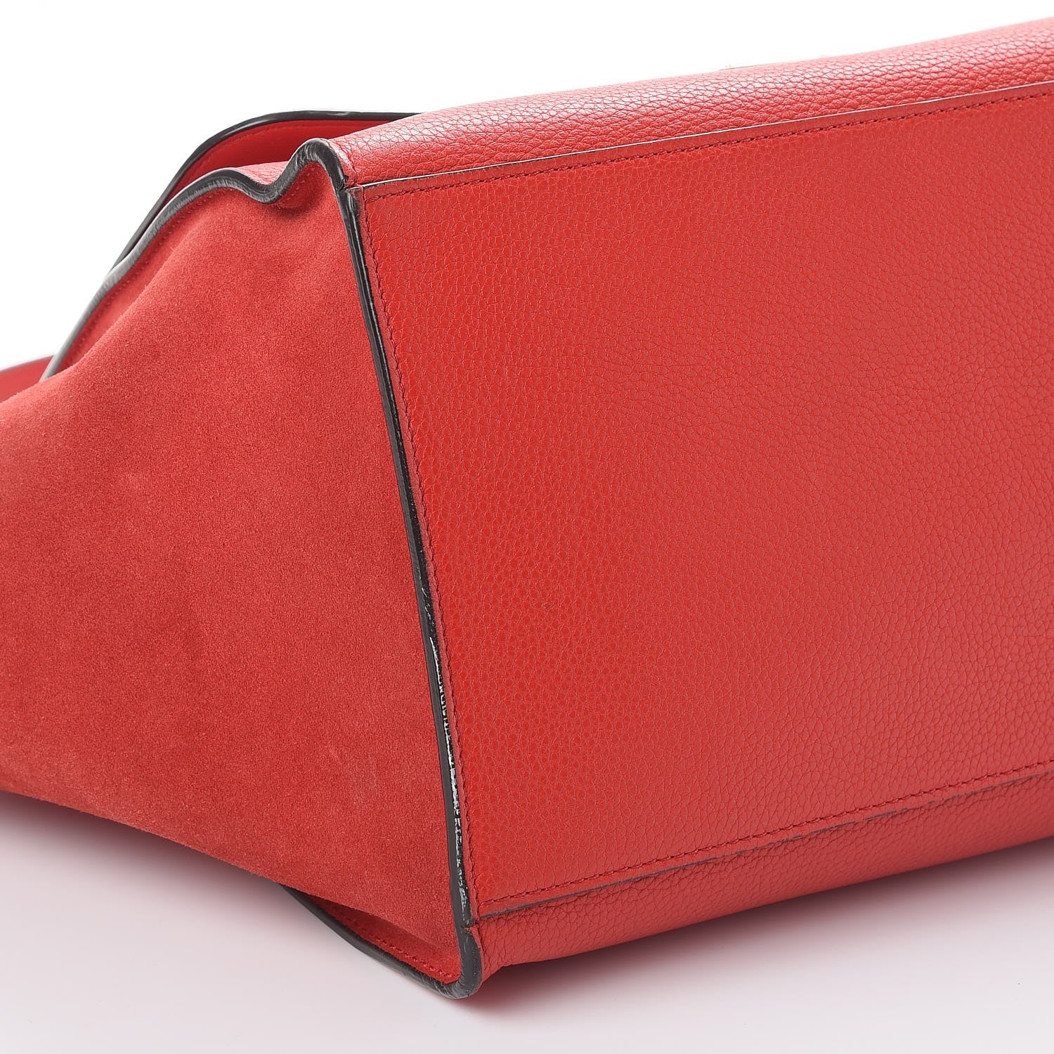 Celine Drummed Calfskin Suede Medium Trapeze Coquelicot 12 of 13