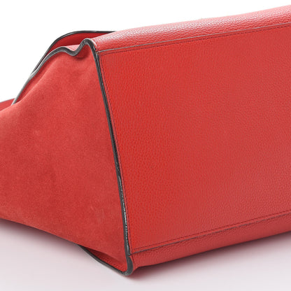 Celine Drummed Calfskin Suede Medium Trapeze Coquelicot 12 of 13