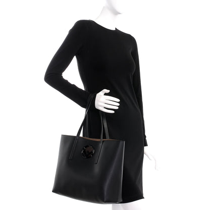 Fendi Vitello Vienna Enamel F is Fendi Shopping Tote Black Taupe 2 of 10
