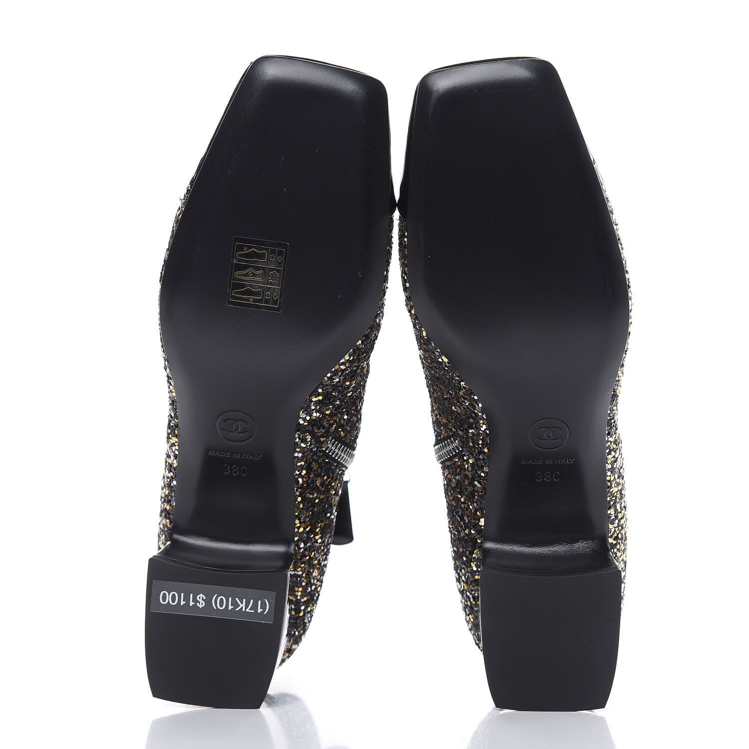 Chanel Glitter Patent Cap Toe Short Boots 38 Bronze Black 5 of 9