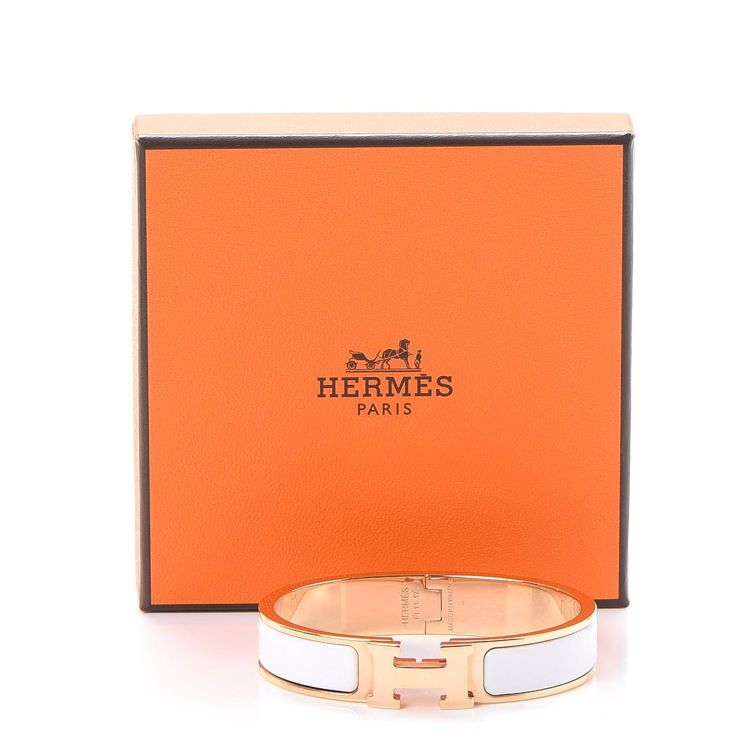 Enamel Narrow Clic Clac H Bracelet PM White