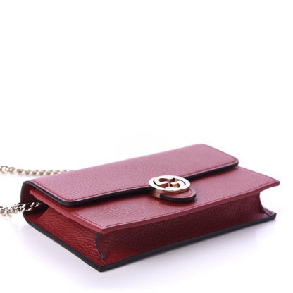 Gucci Dollar Calfskin Interlocking G Chain Wallet Red 4 of 11