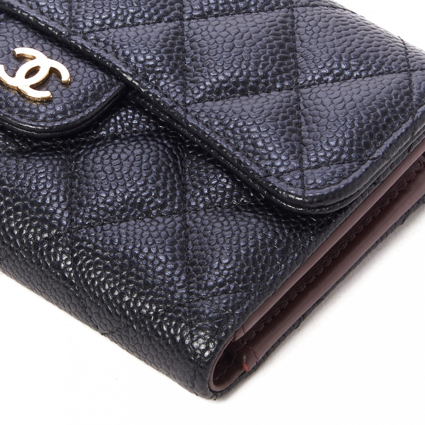 Caviar Quilted Medium Flap Wallet Black