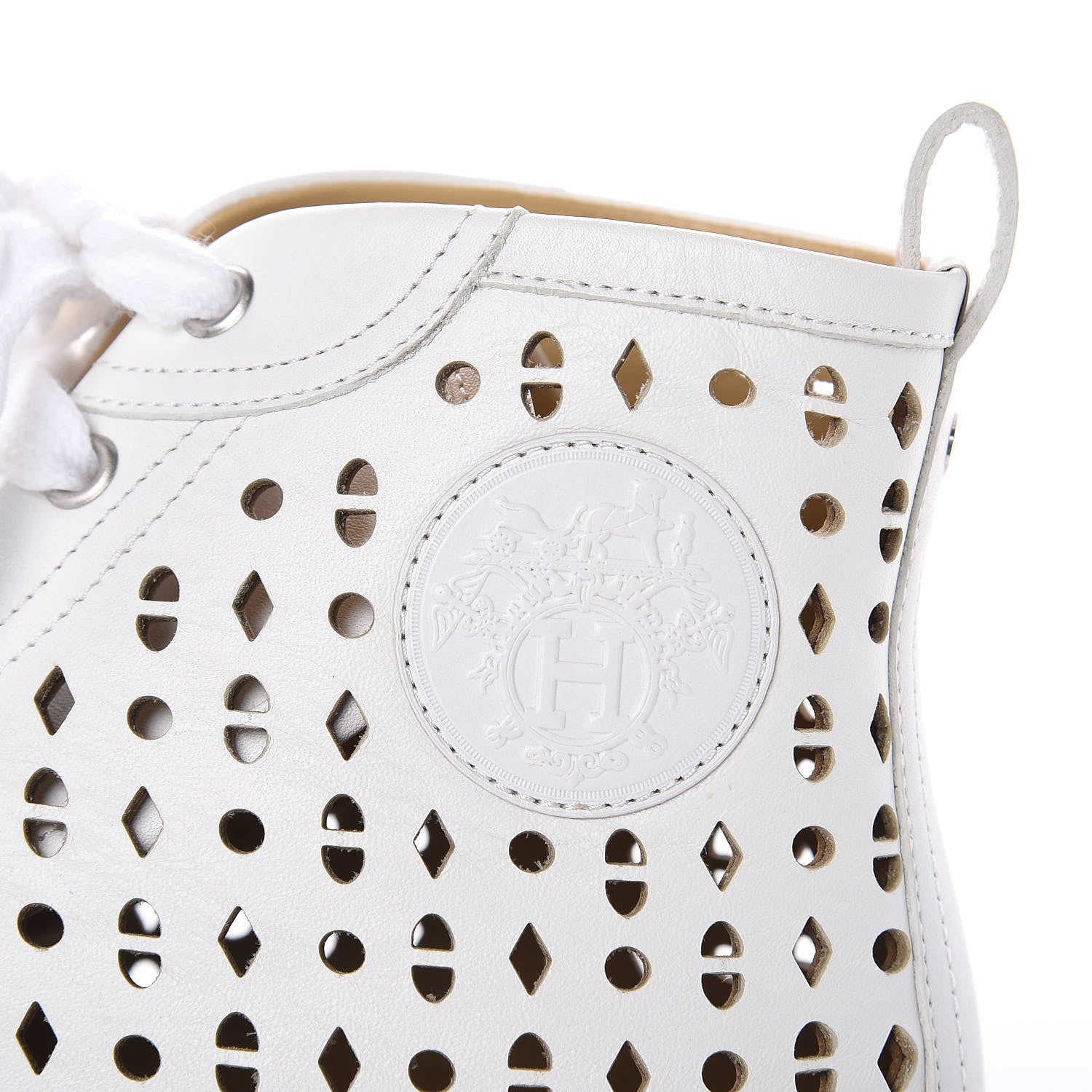 Hermes Calfskin Perforated Mens Jimmy High Top Sneakers 39 White 6 of 8