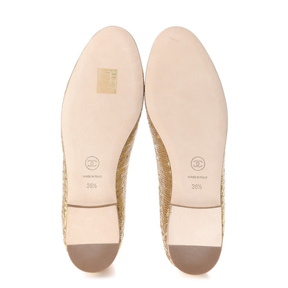 Chanel Lambskin Sequin Cap Toe Ballerina Flats 38.5 Gold 5 of 10