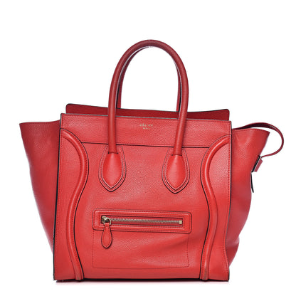 Celine Drummed Calfskin Mini Luggage Red 1 of 21