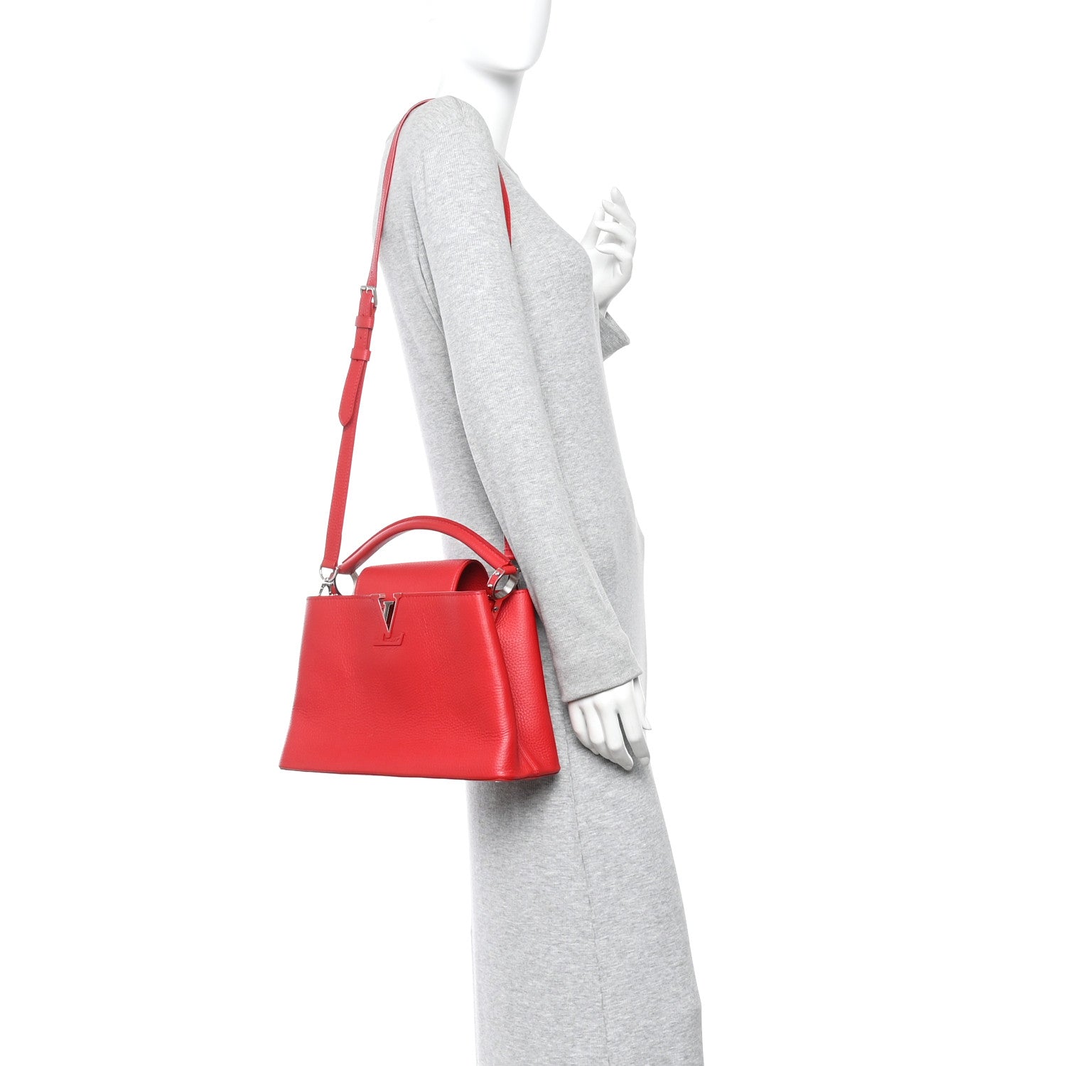 Louis Vuitton Taurillon Capucines PM Rubis 2 of 9