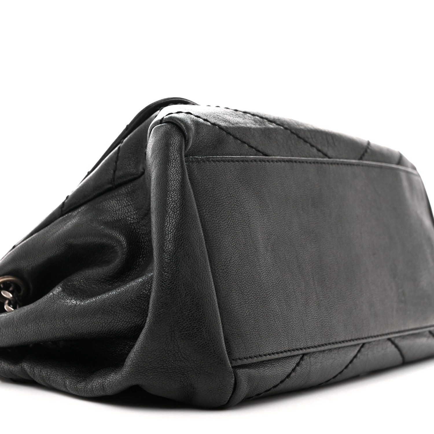 Saint Laurent Pebbled Lambskin Chevron Monogram Small Nolita Black 9 of 15