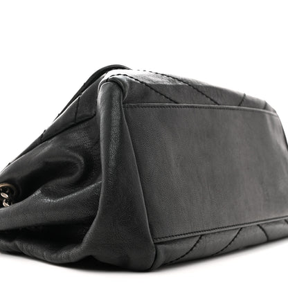 Saint Laurent Pebbled Lambskin Chevron Monogram Small Nolita Black 9 of 15