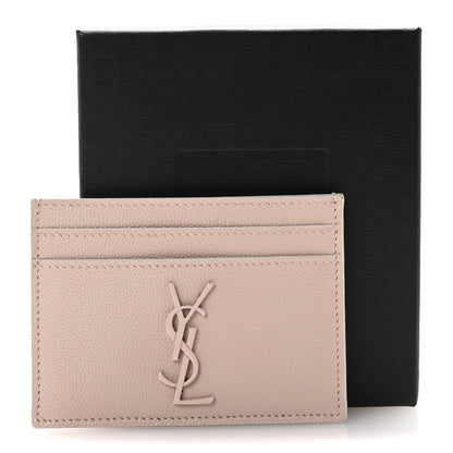 Saint Laurent Grain De Poudre Monogram Credit Card Case Rose 8 of 8