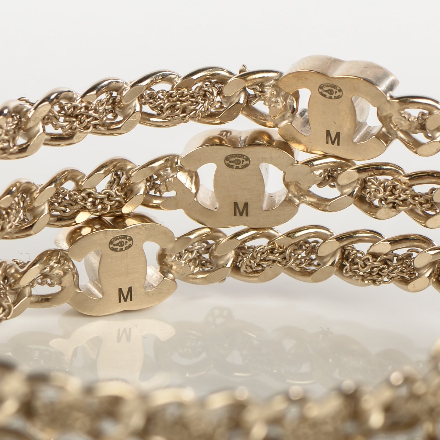 Chain Bangle Set of 3 Light Gold Medium