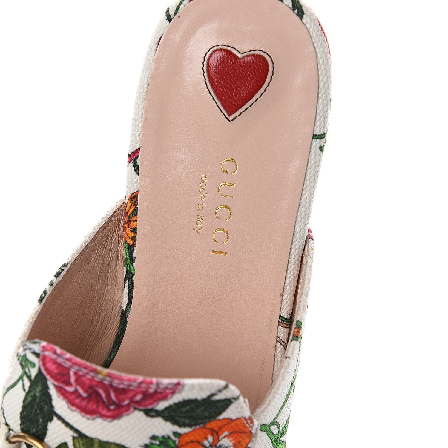 Gucci Canvas Flora Womens Princetown Slippers 38 White Multicolor 5 of 7