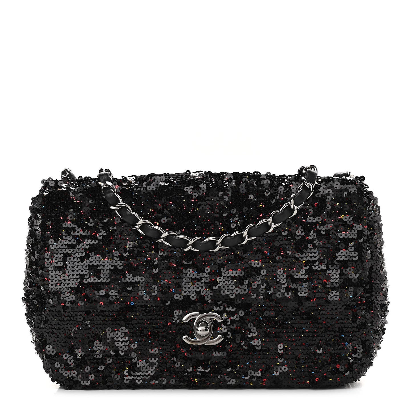 Sequin Medium Single Flap Multicolor Black