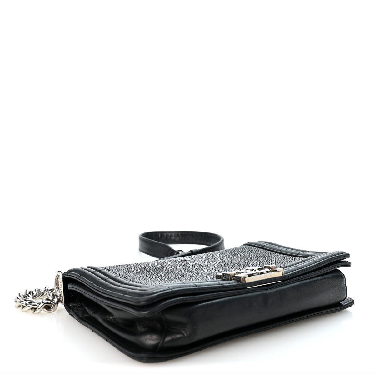 Galuchat Stingray Medium Boy Flap Black