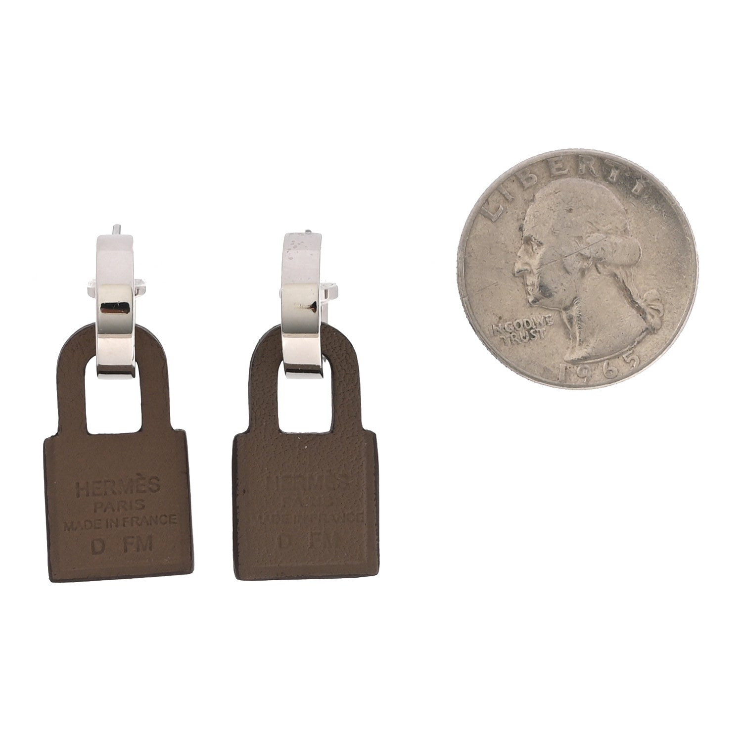 Hermes Palladium Swift O'Kelly Earrings Etoupe 2 of 5
