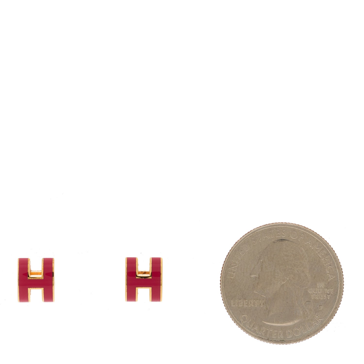 Hermes Gold Lacquered Mini Pop H Earrings Rose Extreme 2 of 5