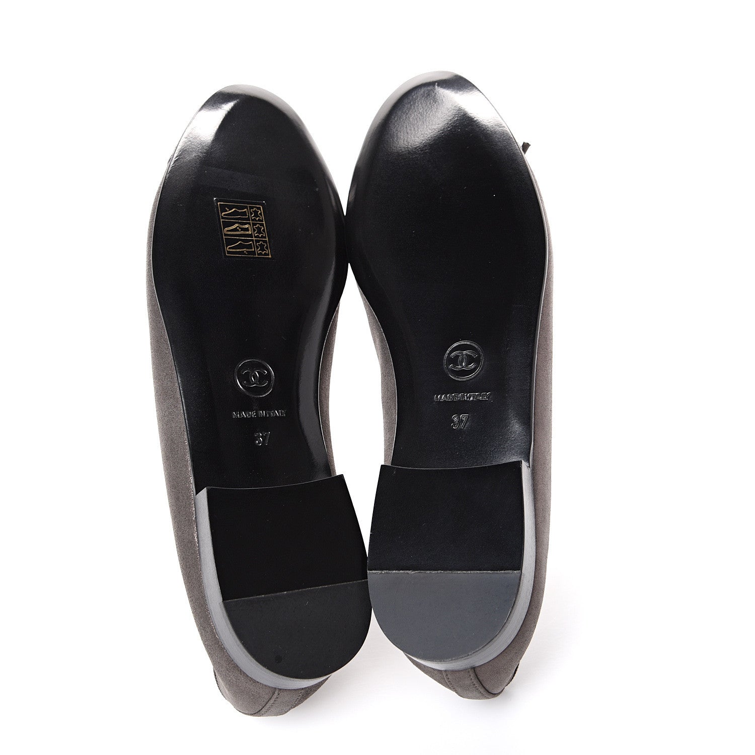 Chanel Metallic Lambskin Cap Toe CC Ballerina Flats 37 Brown Black 5 of 10