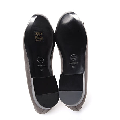 Chanel Metallic Lambskin Cap Toe CC Ballerina Flats 37 Brown Black 5 of 10