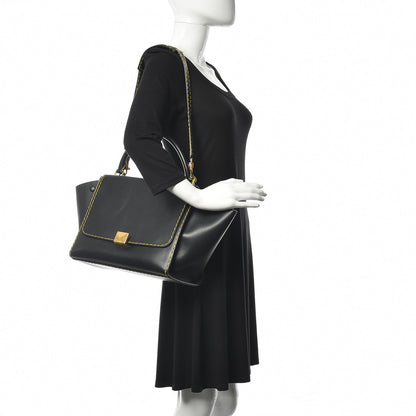 Celine Smooth Calfskin Yellow Stitching Medium Trapeze Black 2 of 9