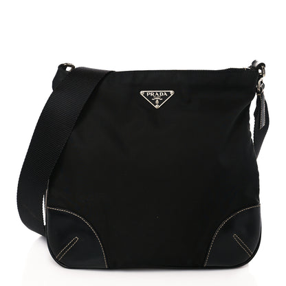 Prada Tessuto Nylon Calfskin Flat Messenger Bag Black 1 of 9