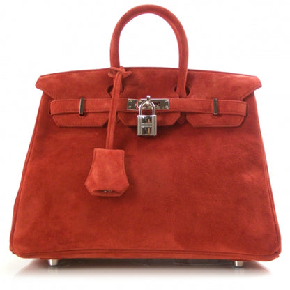 Hermes Veau Doblis Birkin 25 Orange Suede 1 of 13