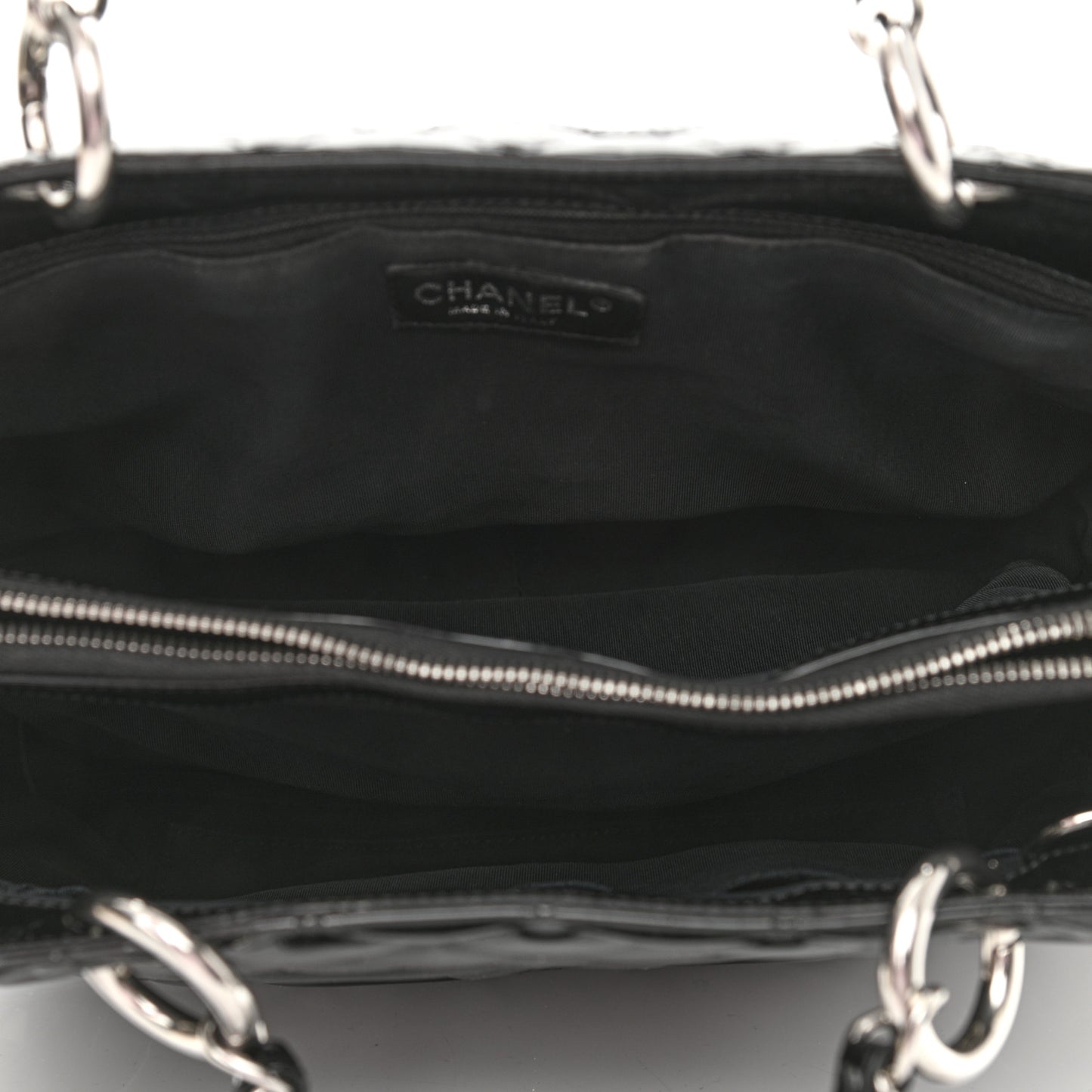 Patent Quilted Grand Shopping Tote GST Black