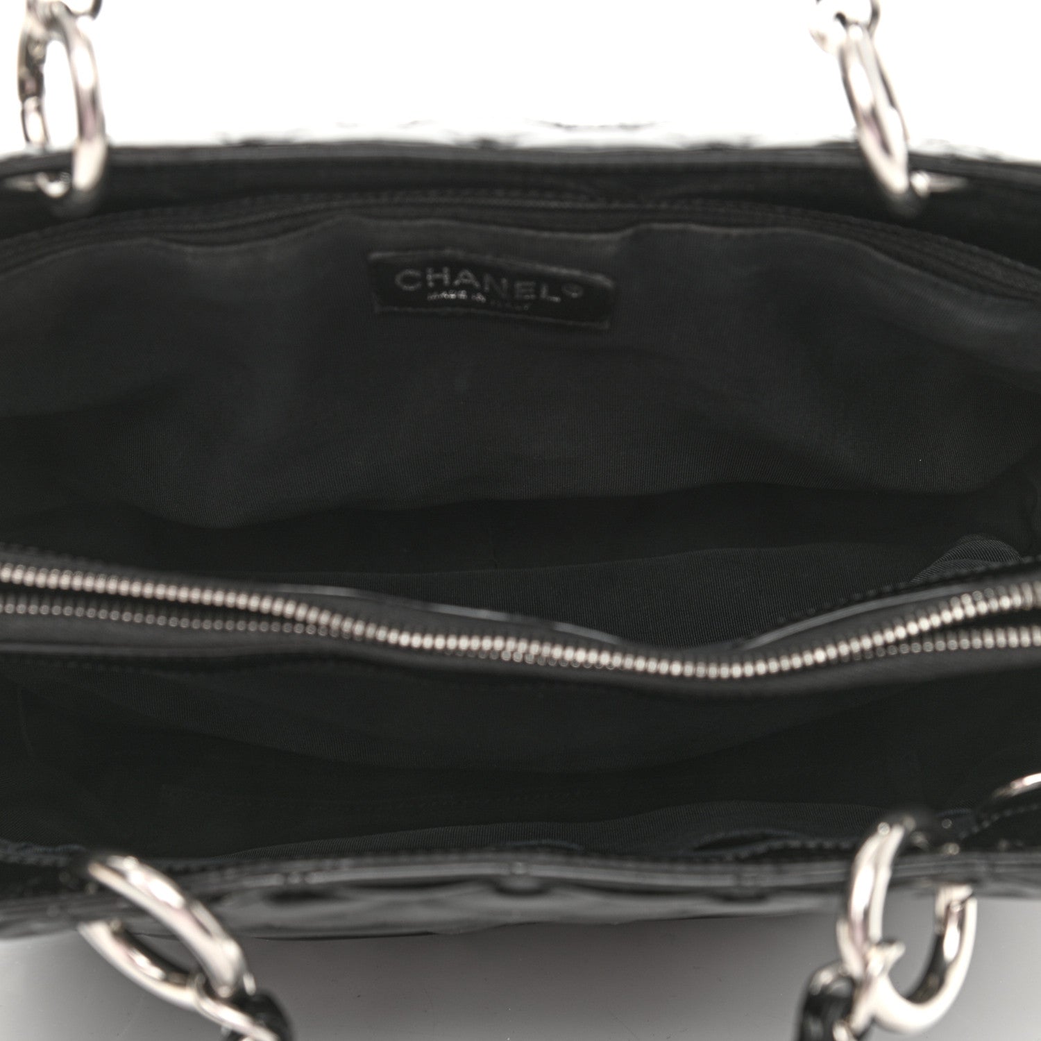 Chanel Patent Quilted Grand Shopping Tote GST Black 5 of 11