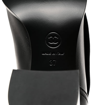 Chanel Calfskin Knit CC Short Boots 37 Black 8 of 8