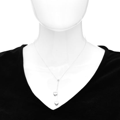 Tiffany Sterling Silver Double Heart Lariat Pendant Necklace 2 of 4