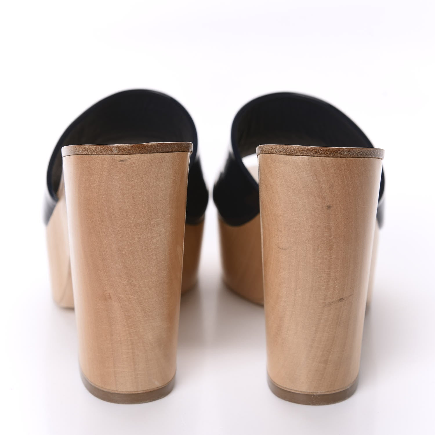 Chanel Patent Calfskin Wood CC Mules 39.5 Black Ivory 6 of 10