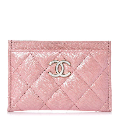 Chanel Iridescent Caviar Quilted Card Holder Pink 1 of 9