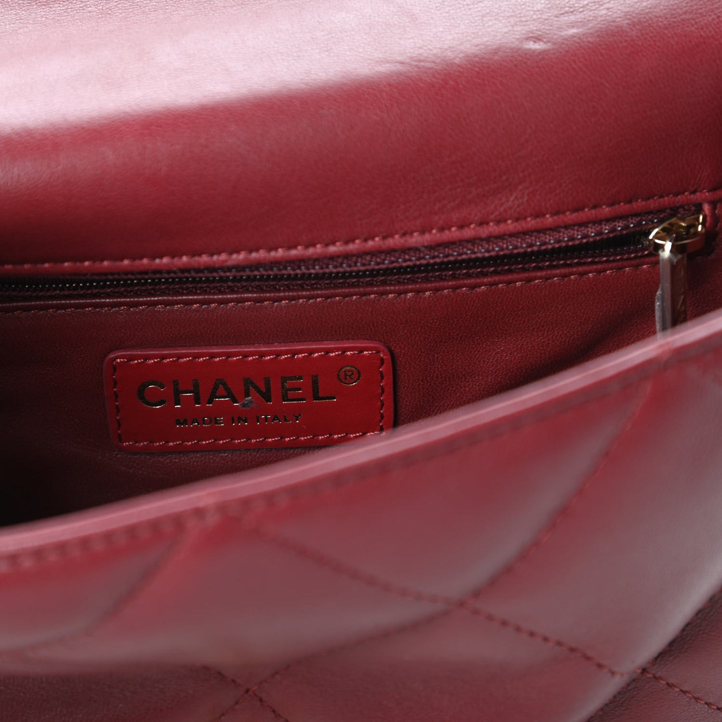 Lambskin Quilted Small Easy Carry Flap Burgundy
