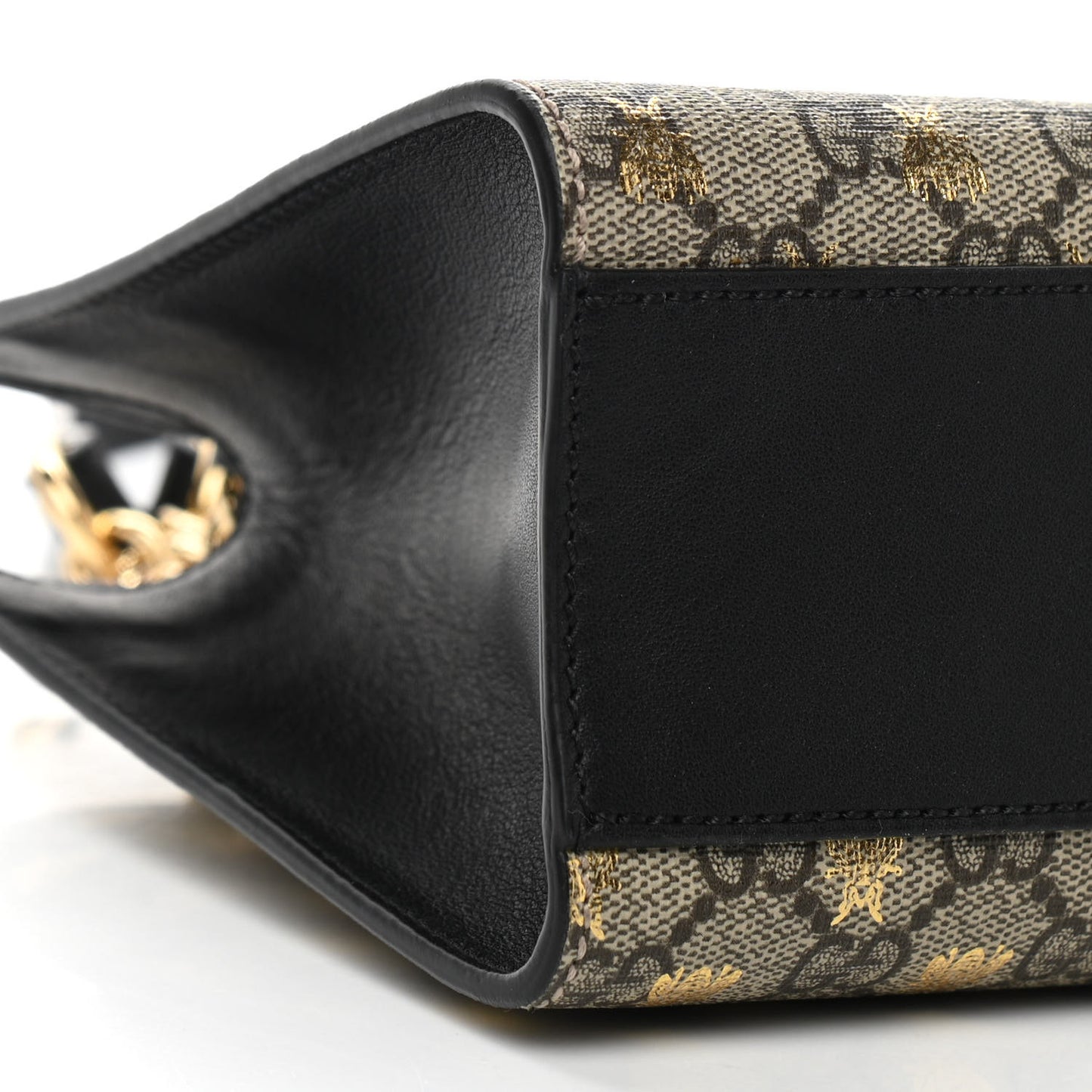 GG Supreme Monogram Bees Small Padlock Tote Beige Oro Black