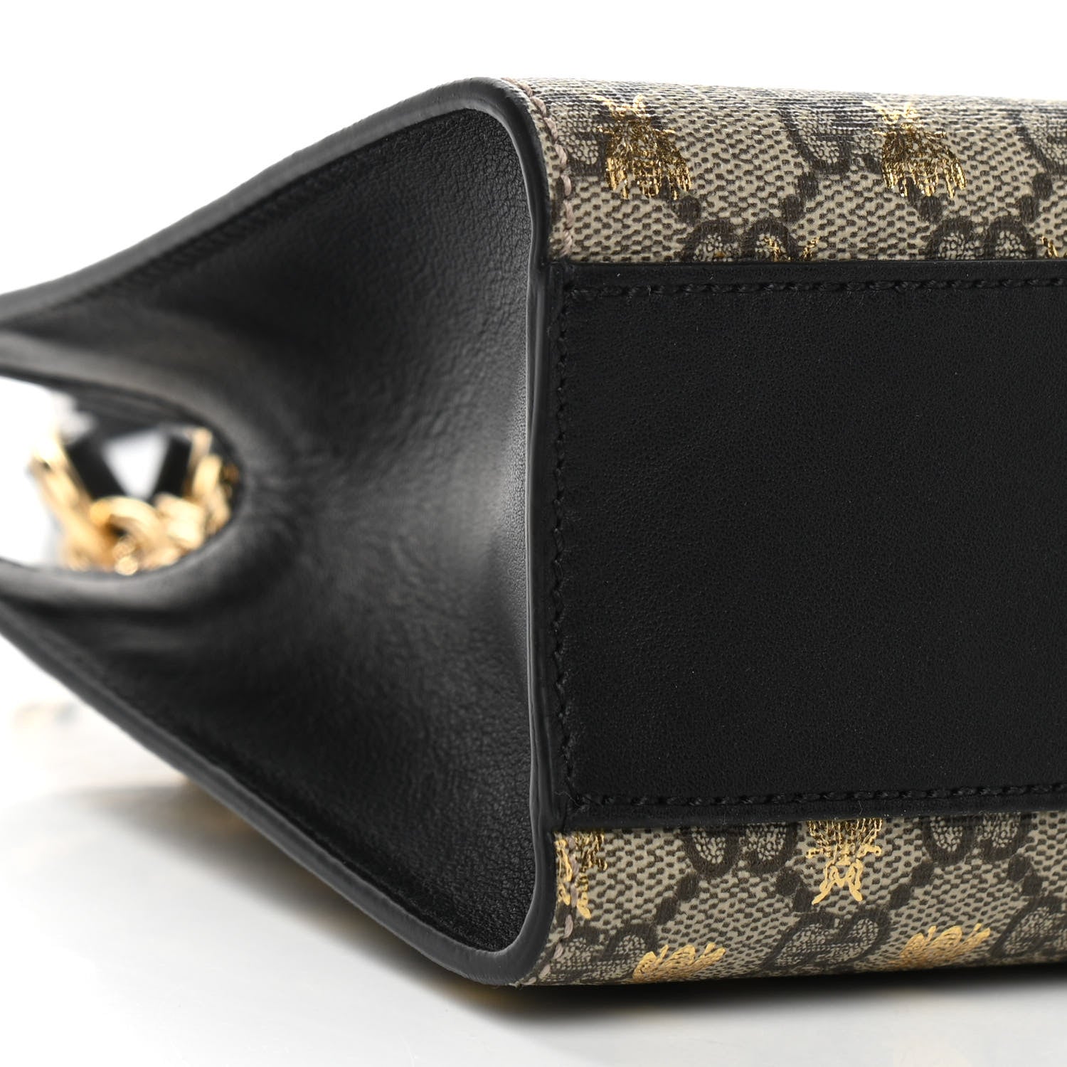 Gucci GG Supreme Monogram Bees Small Padlock Tote Beige Oro Black 9 of 10