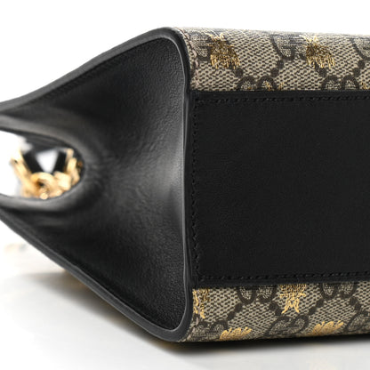Gucci GG Supreme Monogram Bees Small Padlock Tote Beige Oro Black 9 of 10