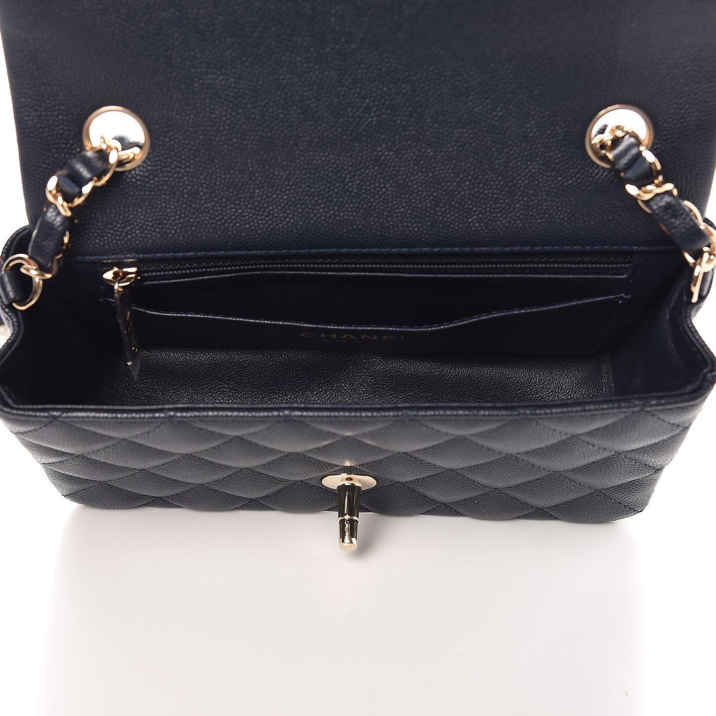 Caviar Quilted Mini Rectangular Flap Navy