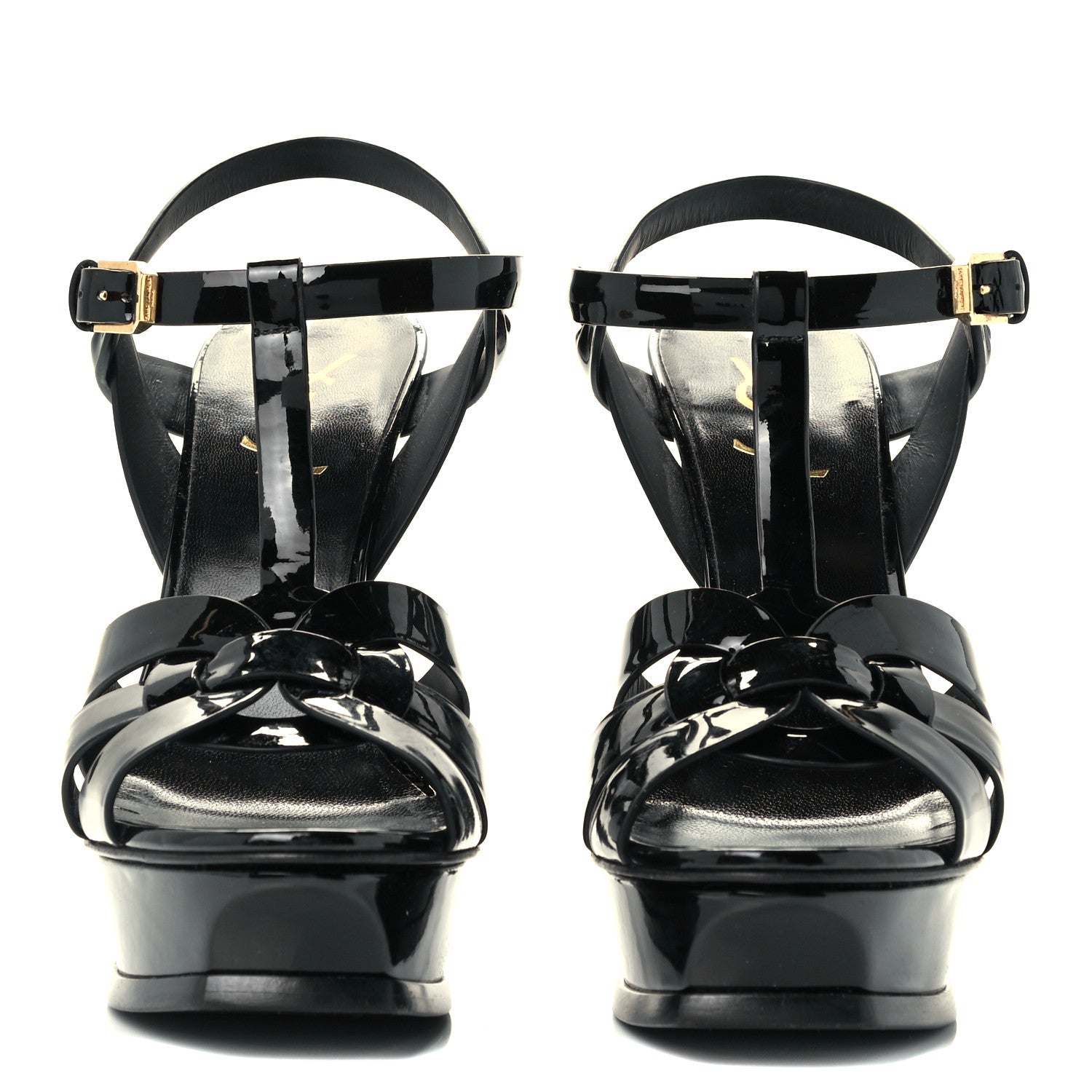 Saint Laurent Patent Tribute 105 Platform Sandals 38.5 Black 2 of 9