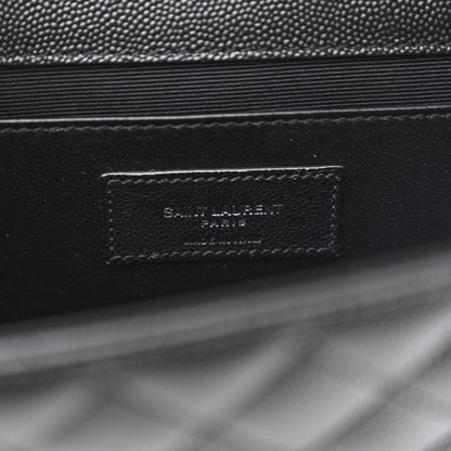 Saint Laurent Grain De Poudre Textured Mixed Matelasse Triquilt Medium Monogram Satchel Black 6 of 10