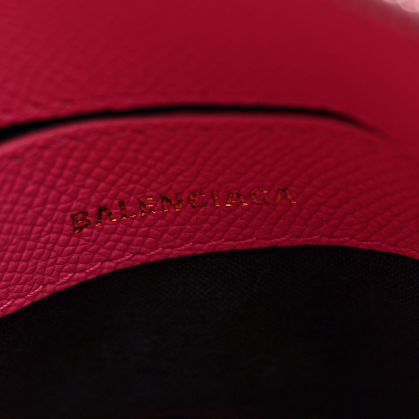 Signature Grained Calfskin Logo XXS Ville Top Handle Bag Rose Bubblegum Black